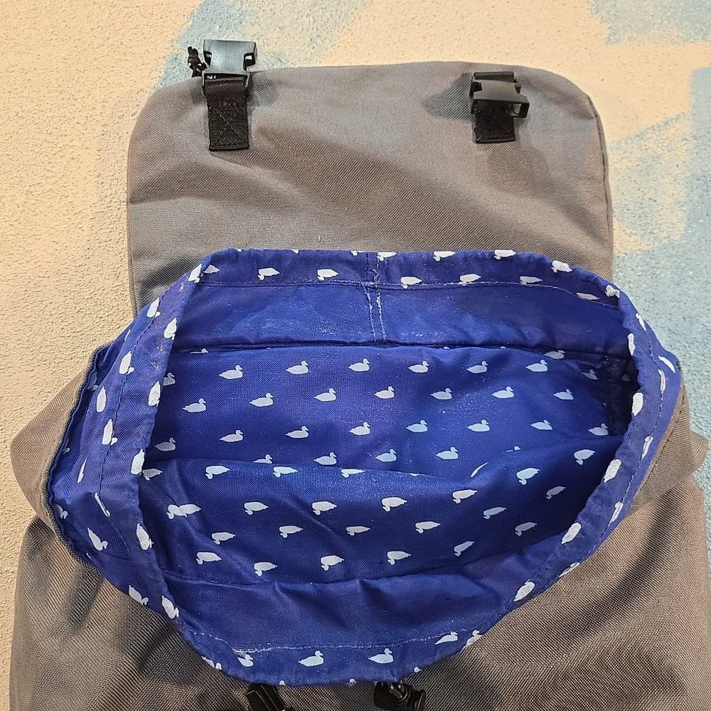 Alpine Division McKenzie Grey Roll Top Backpack 28L Portland OR Duck Print Liner